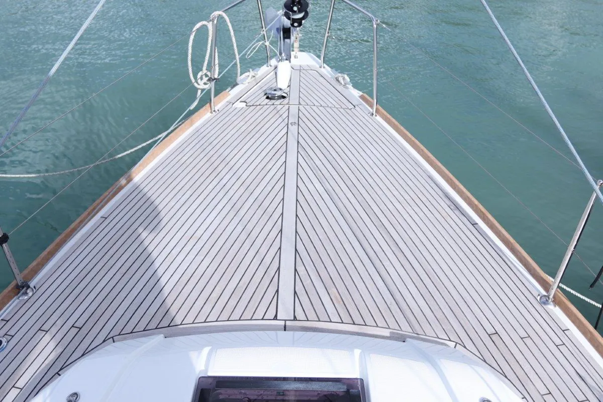 Deck of Arun, a Beneteau Oceanis 38.1 sailboat at Road Town, British Virgin Islands