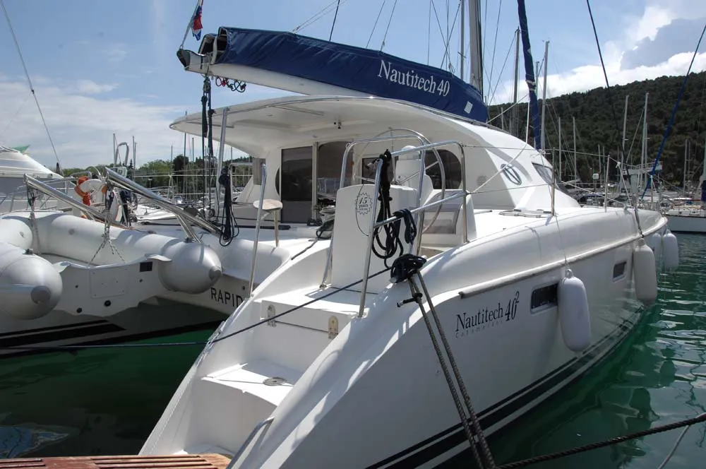Exterior view of Rapido, a Nautitech 40 catamaran at Split, Croatia