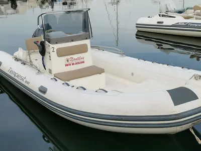Cockpit of Capelli Tempest 530, a RIB at Cannigione, Italy