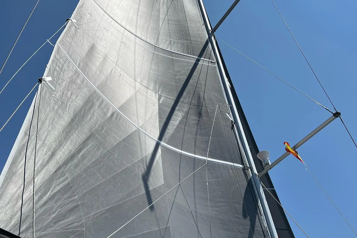 Deck of Naoussa, a Jeanneau Sun Odyssey 410 sailboat at Palma de Mallorca, Spain