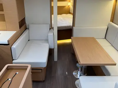 Salon of Naoussa, a Jeanneau Sun Odyssey 410 sailboat at Palma de Mallorca, Spain