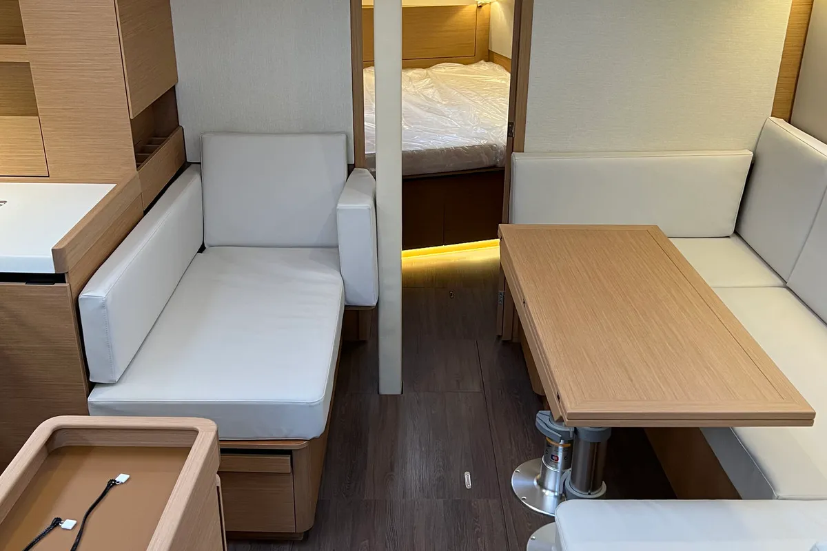 Salon of Naoussa, a Jeanneau Sun Odyssey 410 sailboat at Palma de Mallorca, Spain
