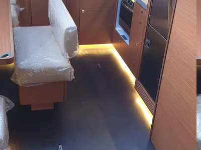 Galley of Valchiria, a Dufour 470 sailboat at Tonnarella, Italy