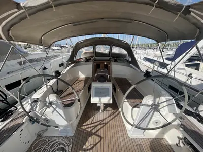 Cockpit of GITA, a Bavaria Cruiser 37 sailboat at Sukošan, Croatia