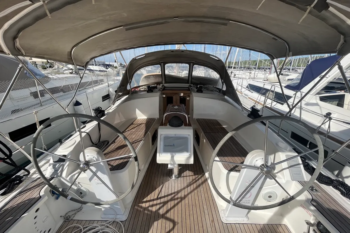 Cockpit of GITA, a Bavaria Cruiser 37 sailboat at Sukošan, Croatia