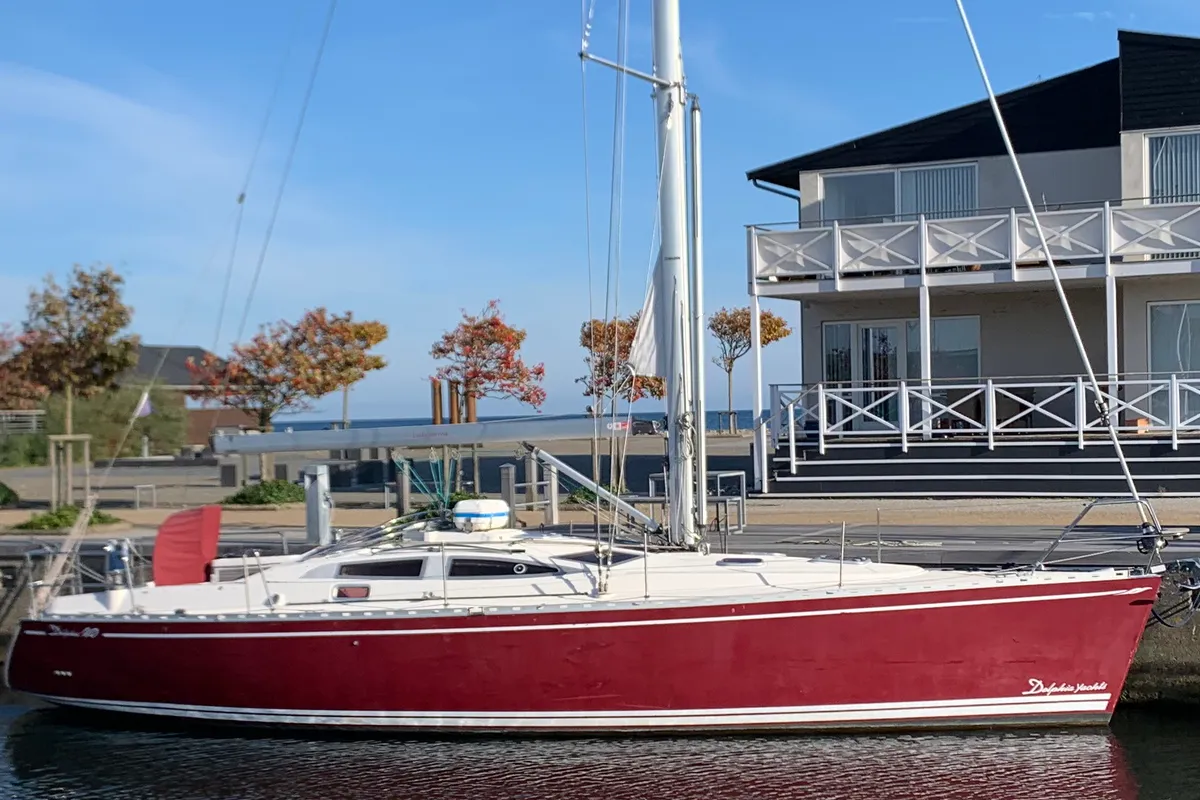 Exterior view of Lady in Red, a Delphia 40 sailboat at Altefähr, Germany