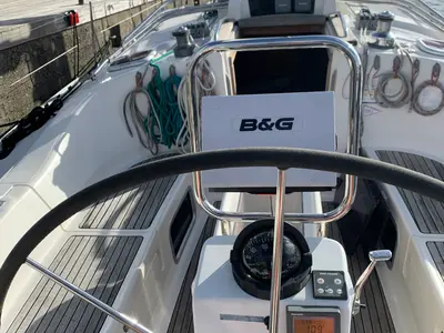 Cockpit of Lady in Red, a Delphia 40 sailboat at Altefähr, Germany