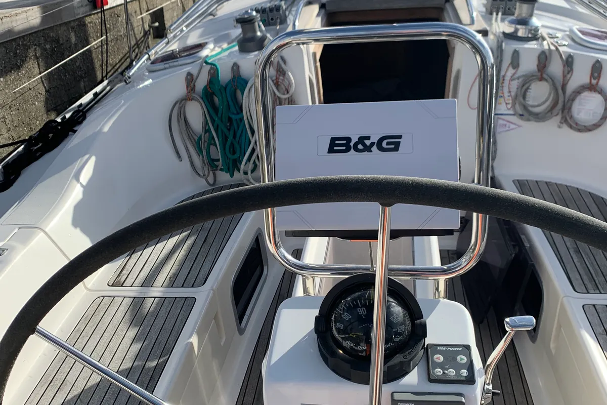 Cockpit of Lady in Red, a Delphia 40 sailboat at Altefähr, Germany