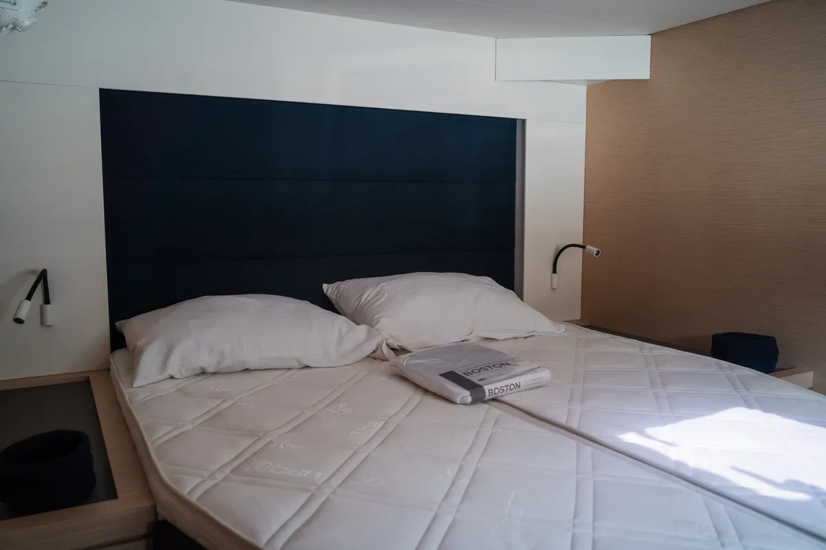 Cabin on Premium, a Fountaine Pajot Saona 47 catamaran at Castellammare del Golfo, Italy