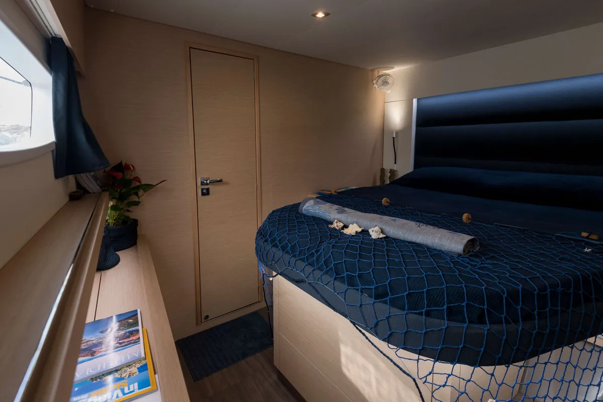 Cabin on Premium, a Fountaine Pajot Saona 47 catamaran at Castellammare del Golfo, Italy