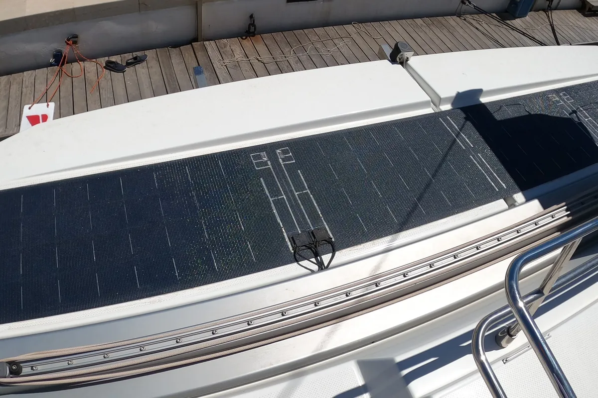 Premium, a Fountaine Pajot Saona 47 catamaran at Castellammare del Golfo, Italy