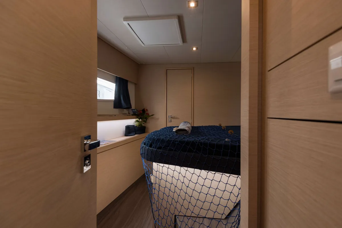 Cabin on Premium, a Fountaine Pajot Saona 47 catamaran at Castellammare del Golfo, Italy