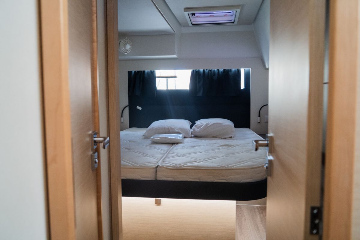 Cabin on Premium, a Fountaine Pajot Saona 47 catamaran at Castellammare del Golfo, Italy