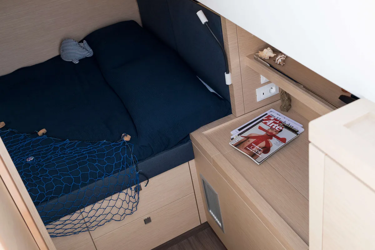 Cabin on Premium, a Fountaine Pajot Saona 47 catamaran at Castellammare del Golfo, Italy