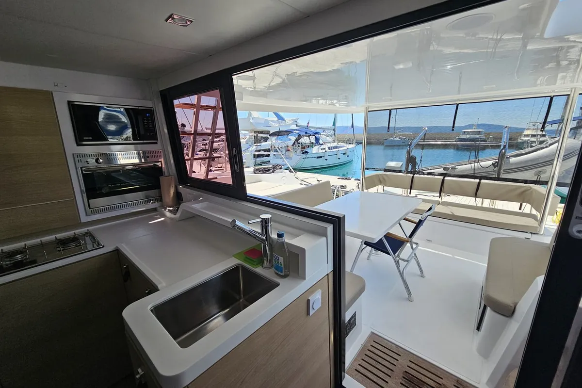 Galley of Thomas, a Aventura 37 catamaran at Novi Vinodolski, Croatia