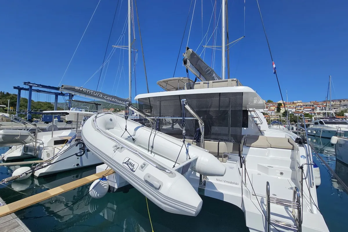 Exterior view of Thomas, a Aventura 37 catamaran at Novi Vinodolski, Croatia