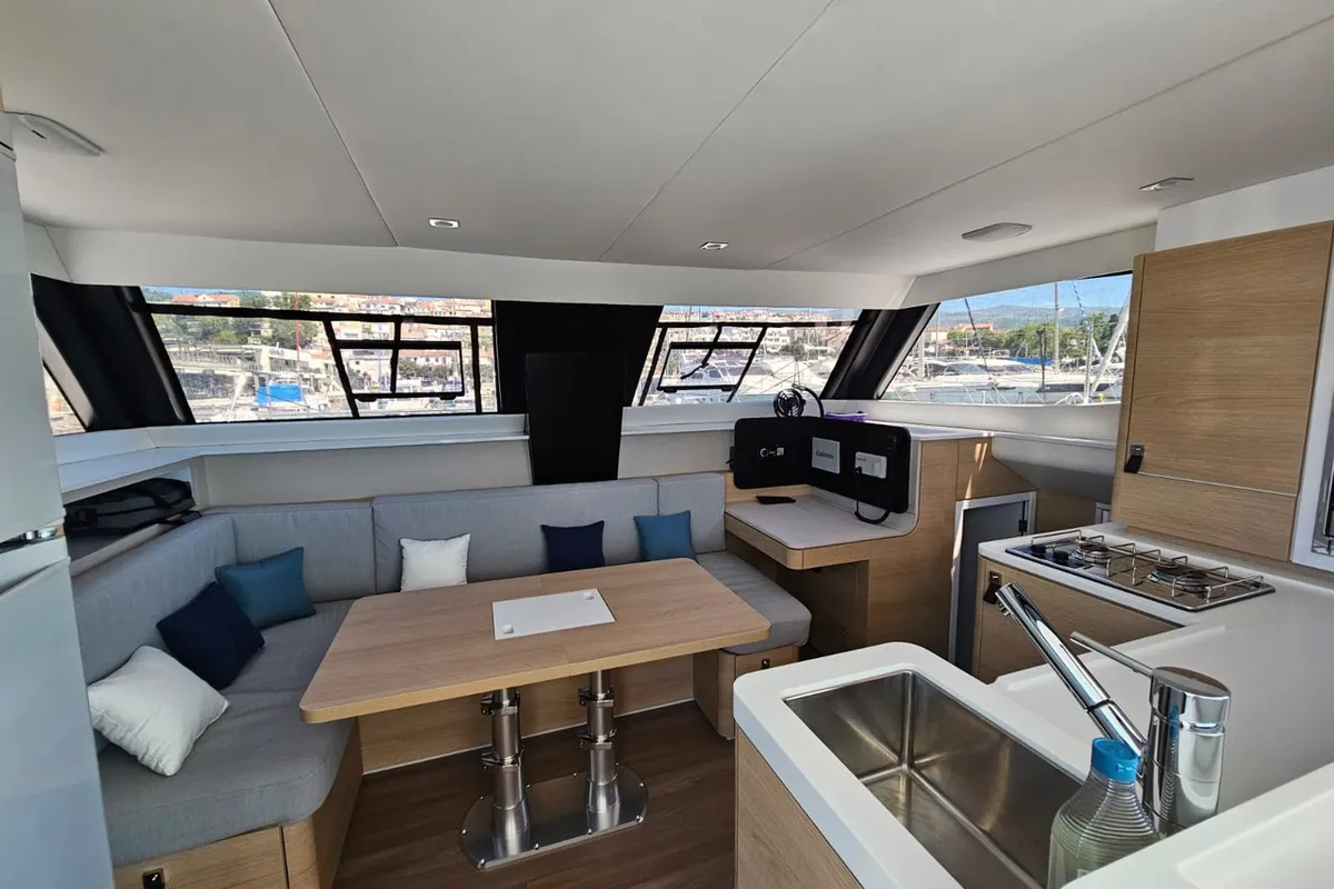 Salon of Thomas, a Aventura 37 catamaran at Novi Vinodolski, Croatia