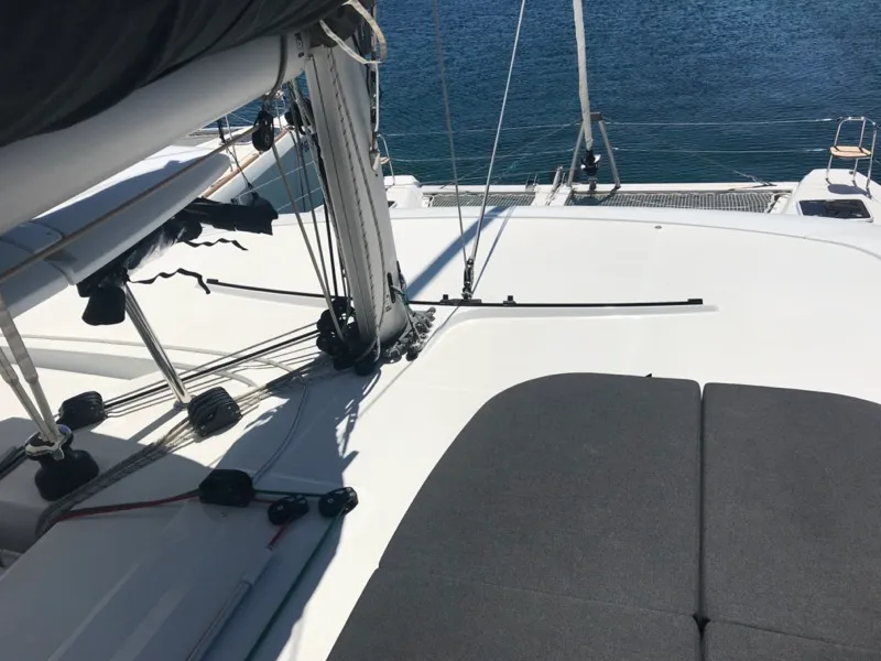 Deck of Zippiri, a Lagoon 42 catamaran at Olbia, Italy