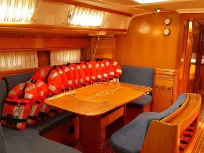 Salon of Barolo I, a Bavaria 50 sailboat at Grad Trogir, Croatia