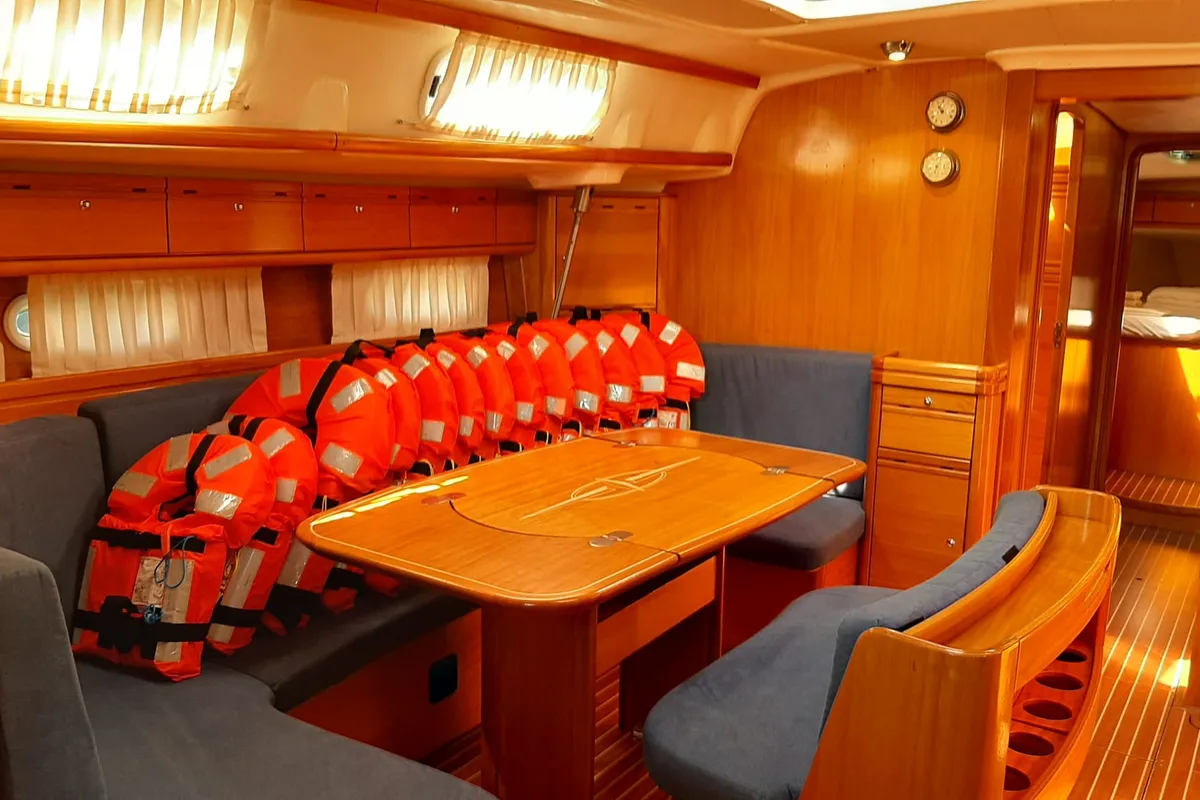 Salon of Barolo I, a Bavaria 50 sailboat at Grad Trogir, Croatia