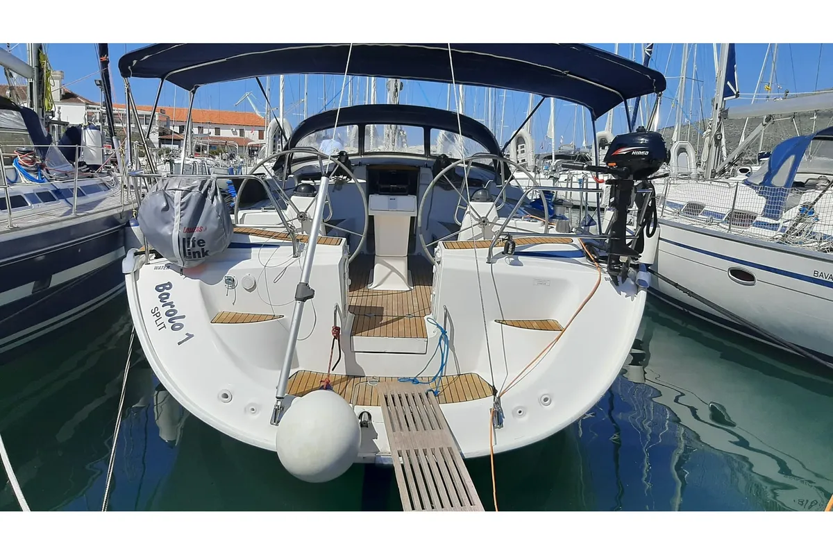 Exterior view of Barolo I, a Bavaria 50 sailboat at Grad Trogir, Croatia
