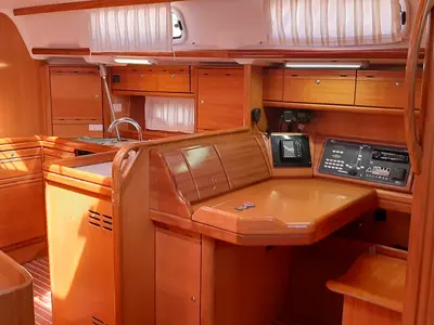 Cockpit of Barolo I, a Bavaria 50 sailboat at Grad Trogir, Croatia