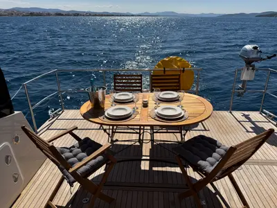 Galley of Mackata, a Cobra Yachts Seamaster 45 motor yacht at Grad Vodice, Croatia