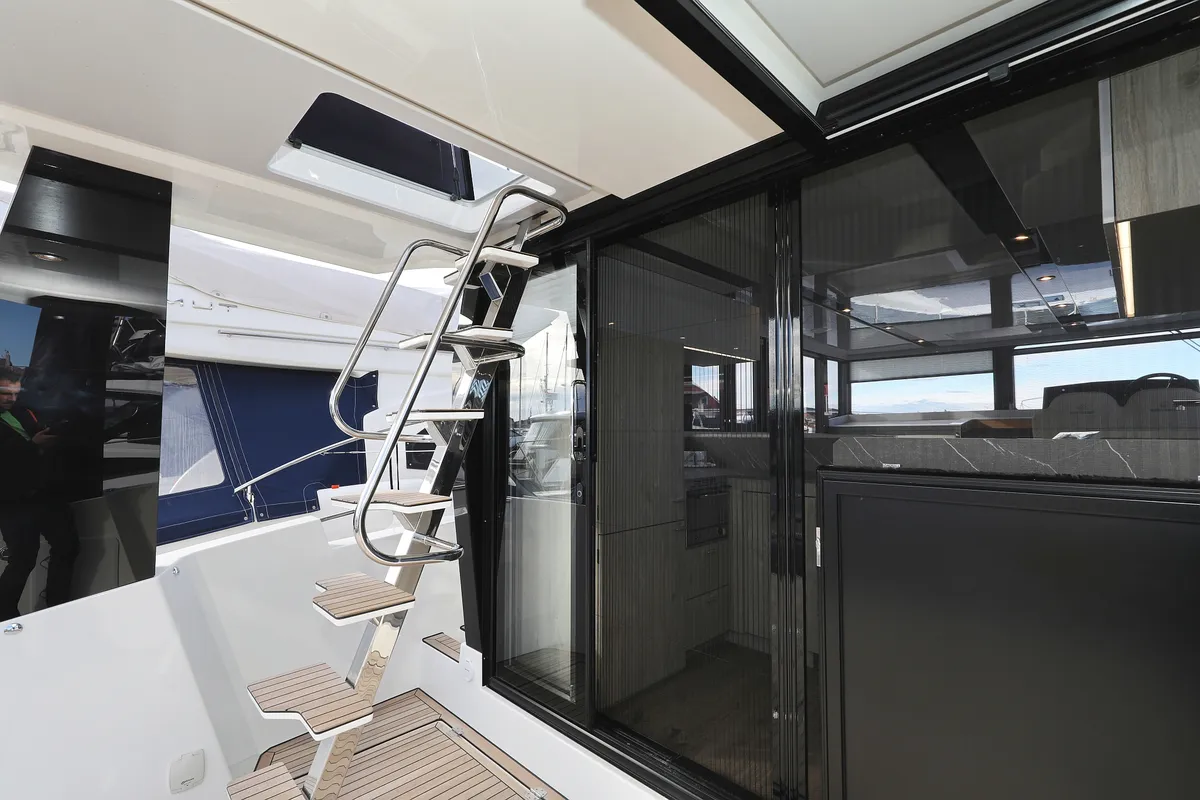 Deck of Mackata, a Cobra Yachts Seamaster 45 motor yacht at Grad Vodice, Croatia