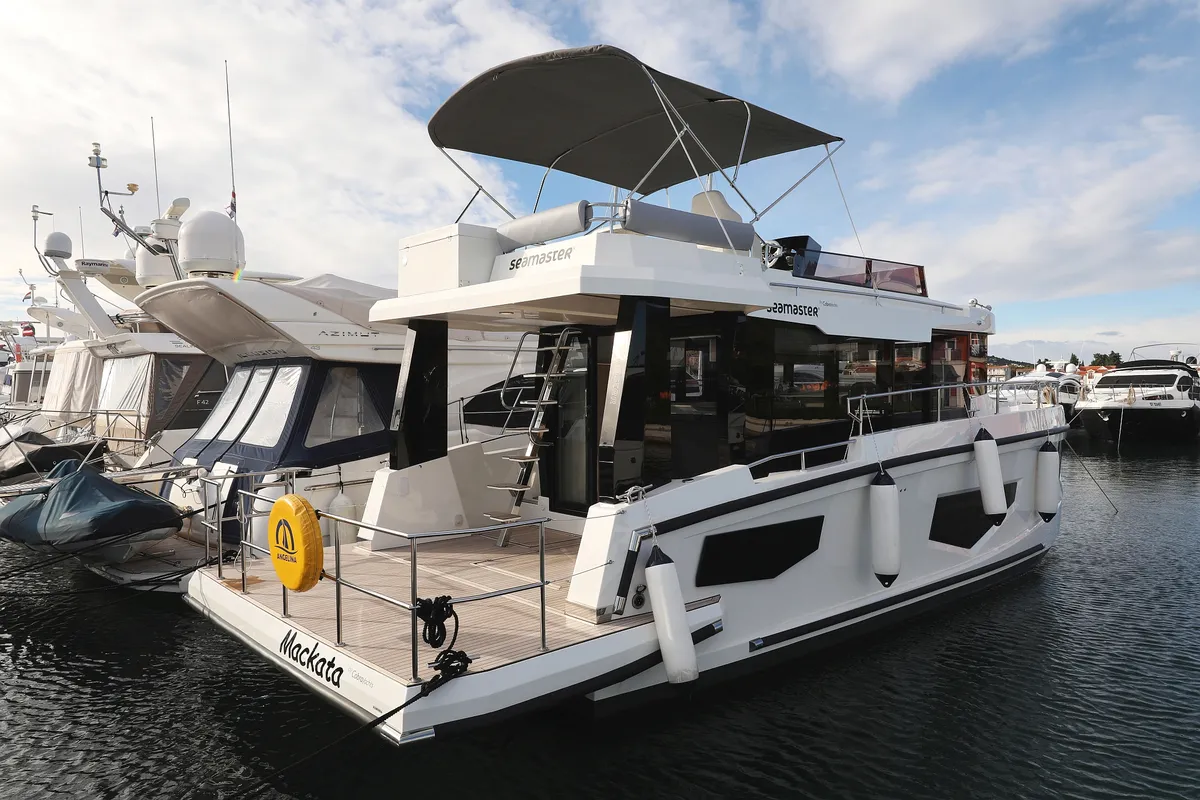 Exterior view of Mackata, a Cobra Yachts Seamaster 45 motor yacht at Grad Vodice, Croatia