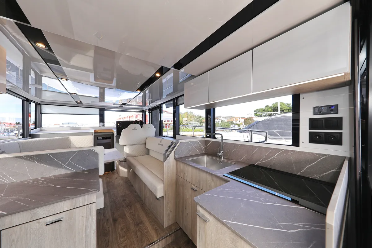 Salon of Mackata, a Cobra Yachts Seamaster 45 motor yacht at Grad Vodice, Croatia
