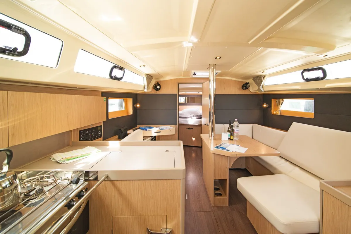 Galley of Kos 41, a Beneteau Oceanis 41.1 sailboat at Lefkada, Greece