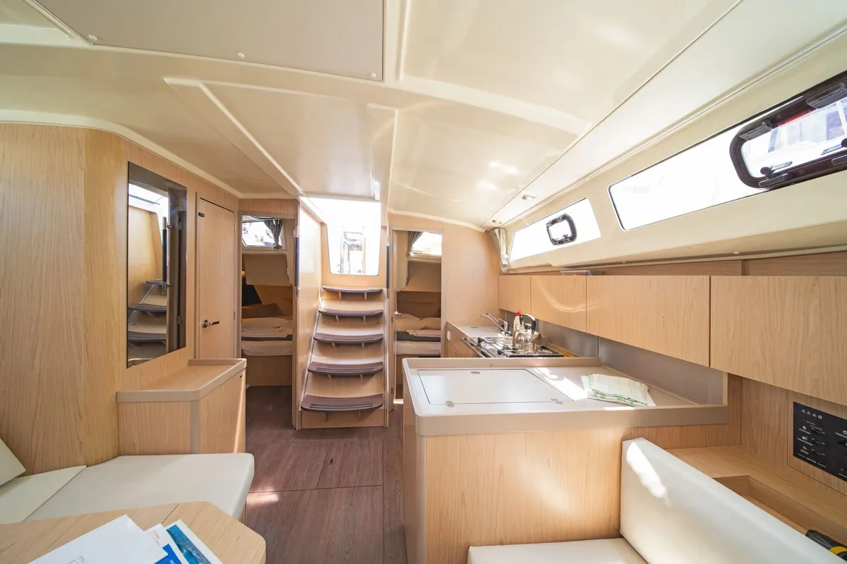 Galley of Kos 41, a Beneteau Oceanis 41.1 sailboat at Lefkada, Greece