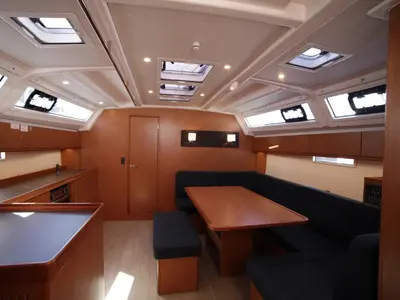 Salon of Sail Deneb, a Bavaria Cruiser 46 sailboat at Marmaris, Turkey