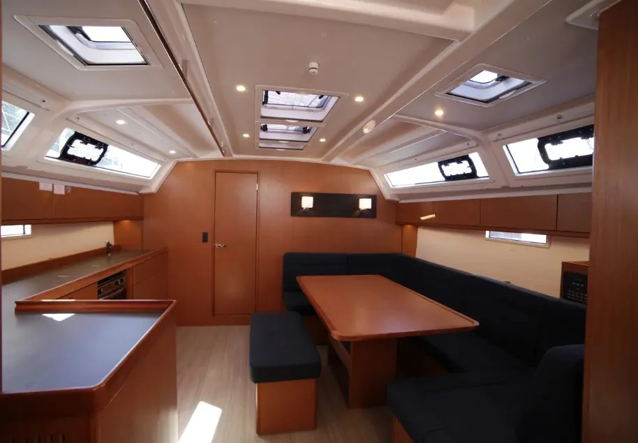 Salon of Sail Deneb, a Bavaria Cruiser 46 sailboat at Marmaris, Turkey
