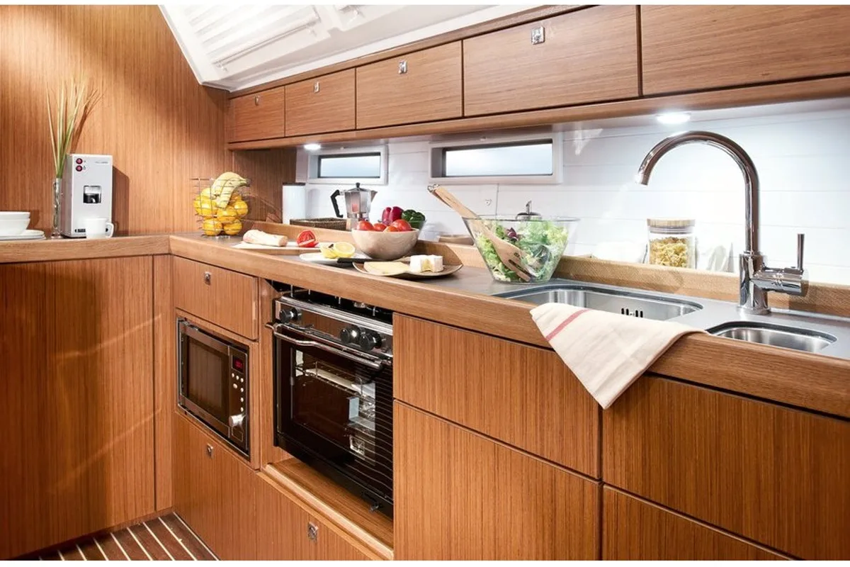 Galley of Sail Deneb, a Bavaria Cruiser 46 sailboat at Marmaris, Turkey