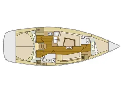Floor plan of Orca. O, a Elan Impression 384 sailboat at Izola / Isola, Slovenia