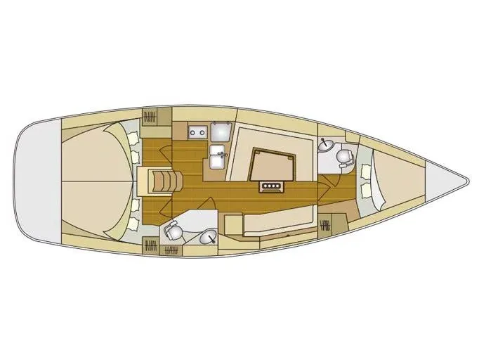 Floor plan of Orca. O, a Elan Impression 384 sailboat at Izola / Isola, Slovenia