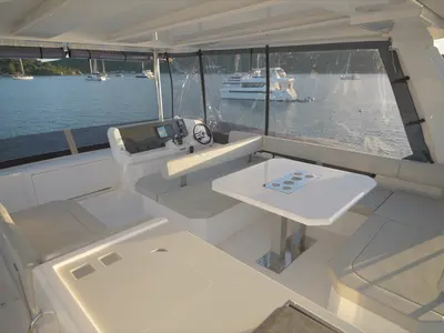Cockpit of Moorings 403 PC Exclusive, a Leopard 40 PC catamaran at Road Town, British Virgin Islands