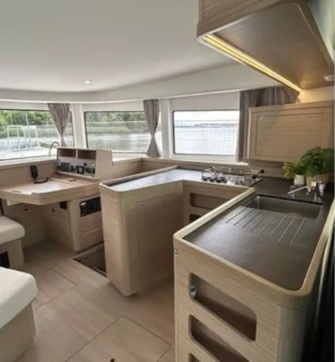Galley of All Blue I, a Lagoon 42 catamaran at Municipal Unit of Lefkada, Greece