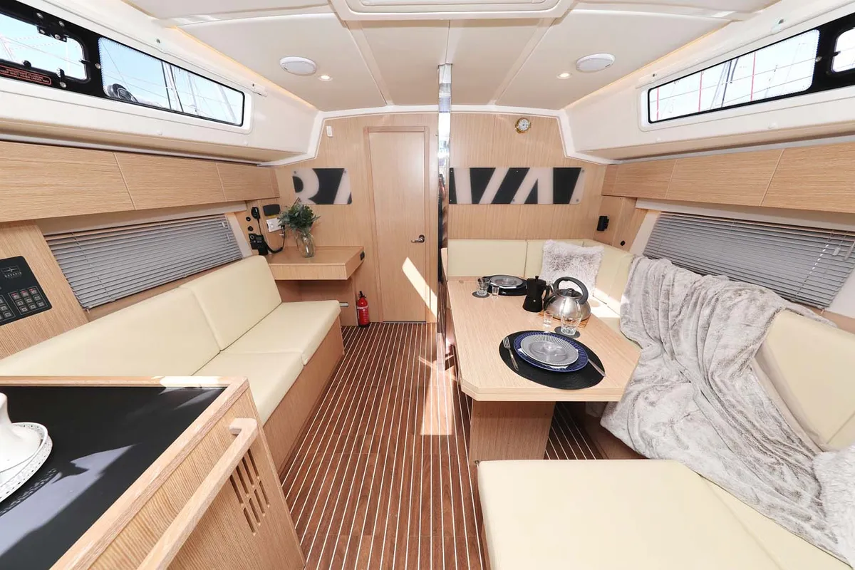 Salon of Leya, a Bavaria C42 Style sailboat at Grad Biograd na Moru, Croatia