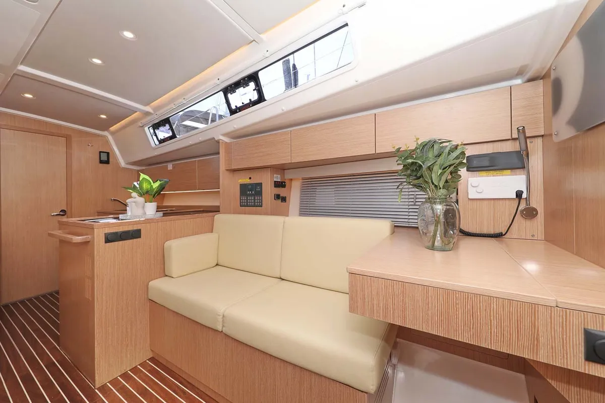 Salon of Leya, a Bavaria C42 Style sailboat at Grad Biograd na Moru, Croatia