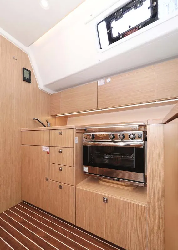 Galley of Leya, a Bavaria C42 Style sailboat at Grad Biograd na Moru, Croatia