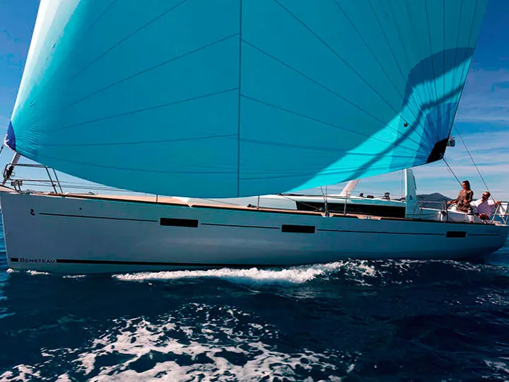 Exterior view of AF-O45(II), a Beneteau Oceanis 45 sailboat at Athens, Greece