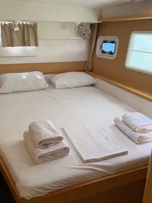 Cabin on Cata Loca, a Lagoon 400 S2 catamaran at Municipal Unit of Rhodes, Greece