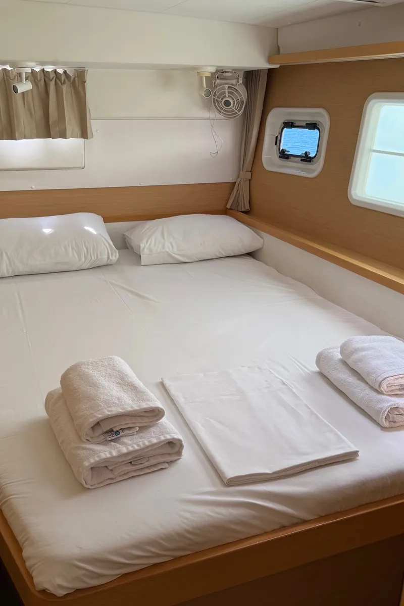 Cabin on Cata Loca, a Lagoon 400 S2 catamaran at Municipal Unit of Rhodes, Greece