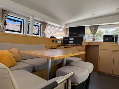 Salon of Cata Loca, a Lagoon 400 S2 catamaran at Municipal Unit of Rhodes, Greece