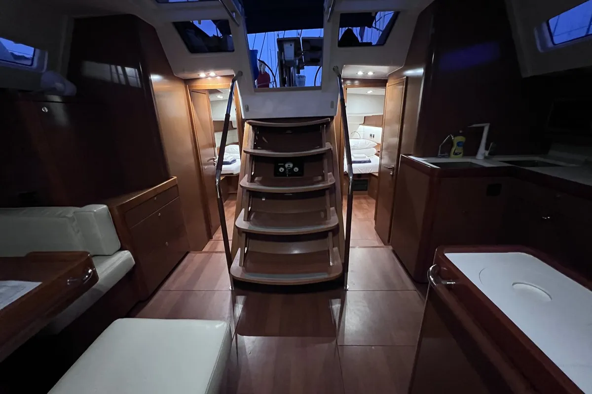 Salon of Beneteau Oceanis 60, a sailboat at Split, Croatia