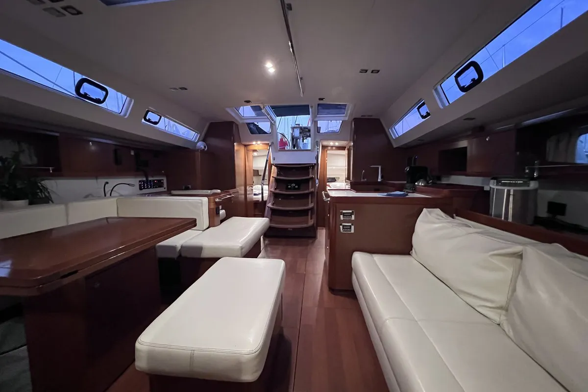 Salon of Beneteau Oceanis 60, a sailboat at Split, Croatia