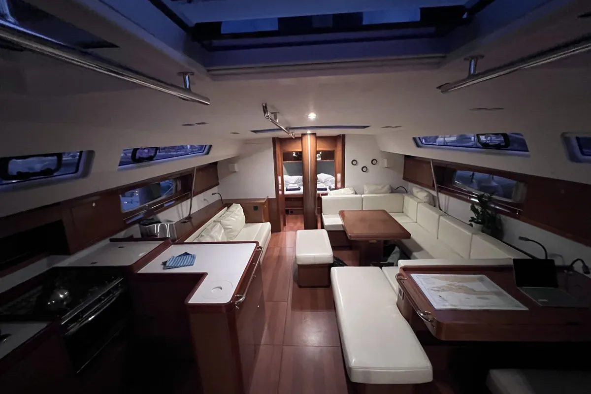 Salon of Beneteau Oceanis 60, a sailboat at Split, Croatia