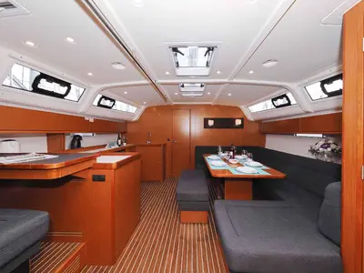 Salon of silence one, a Bavaria Cruiser 51 sailboat at Palma de Mallorca, Spain